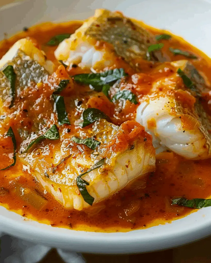 Cod in Roasted Red Pepper Sauce