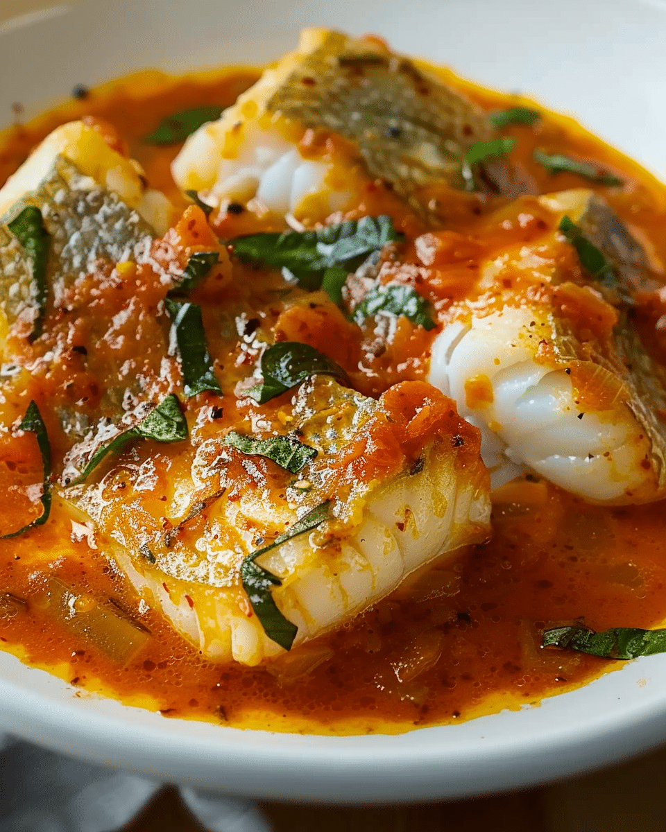 Cod in Roasted Red Pepper Sauce - Cooking With Blog