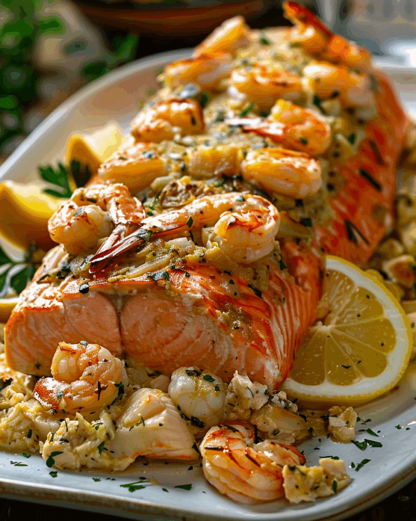Crab & Shrimp Stuffed Salmon