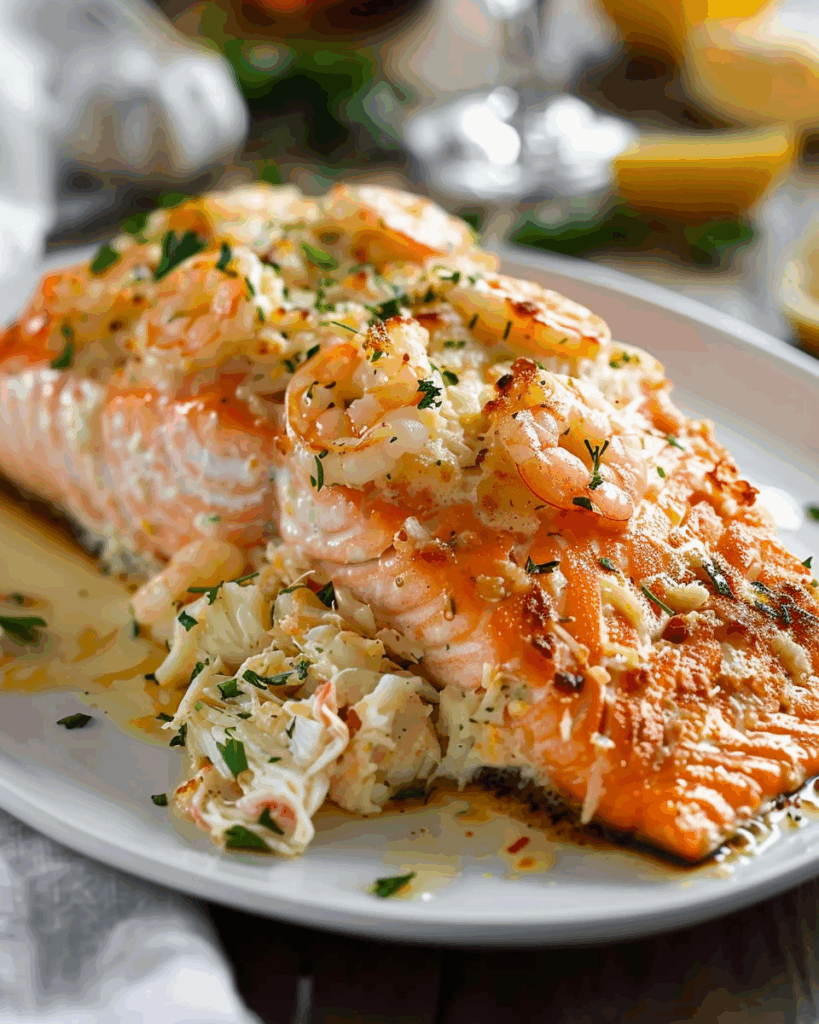 Crab and Shrimp Stuffed Salmon