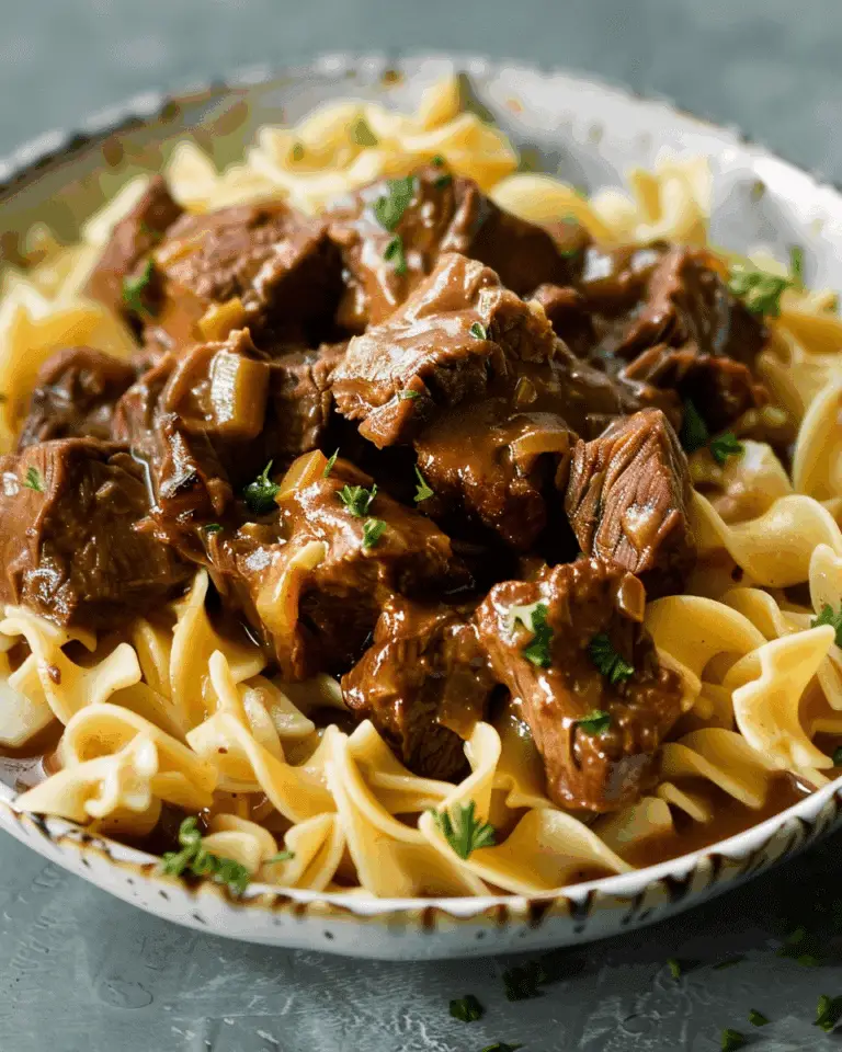 Crockpot Beef Tips and Noodles