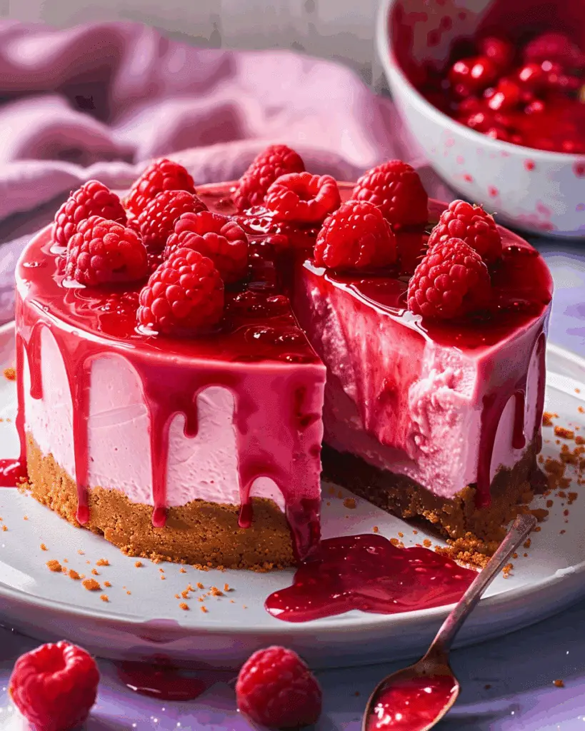 Easy Baked Raspberry Cheesecake
