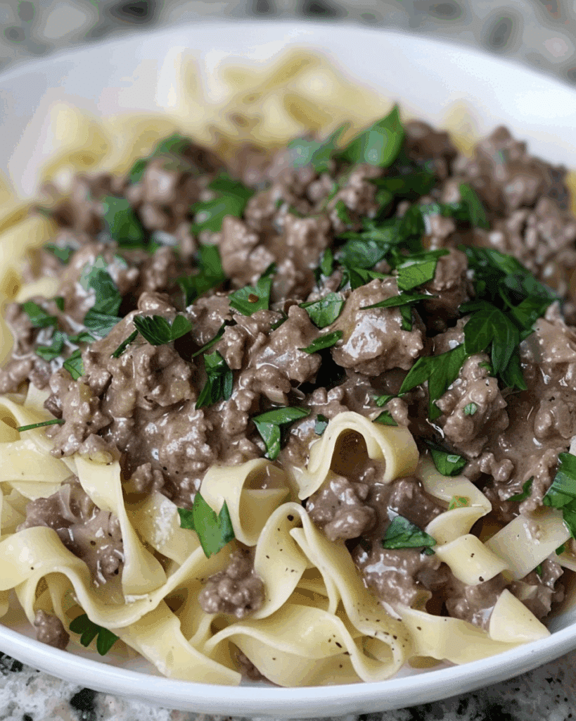 Ground Beef Stroganoff (Easy, Healthy, High Protein)