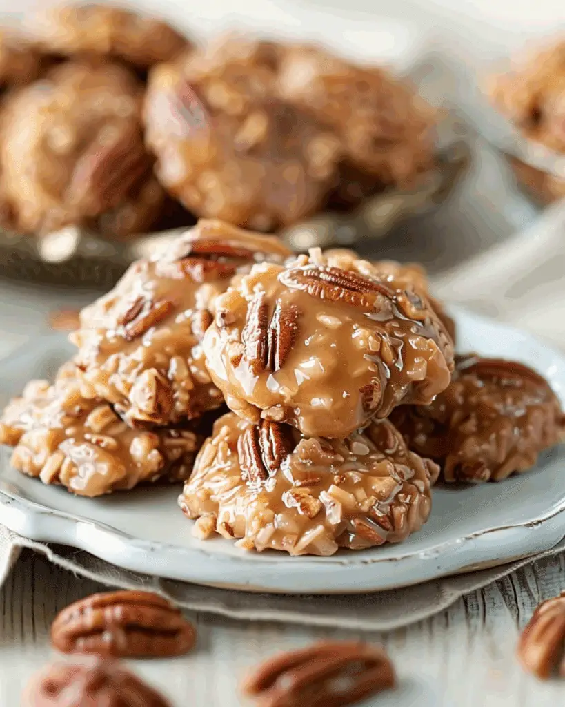 No Bake Pecan Coconut Praline Cookies