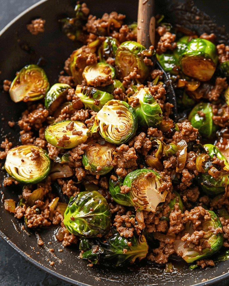 Sautéed Ground Beef with Crispy Brussels Sprouts