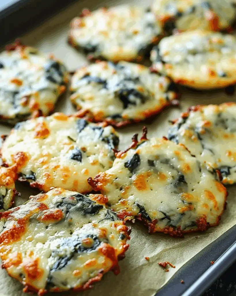Spinach Dip Cheese Crisps