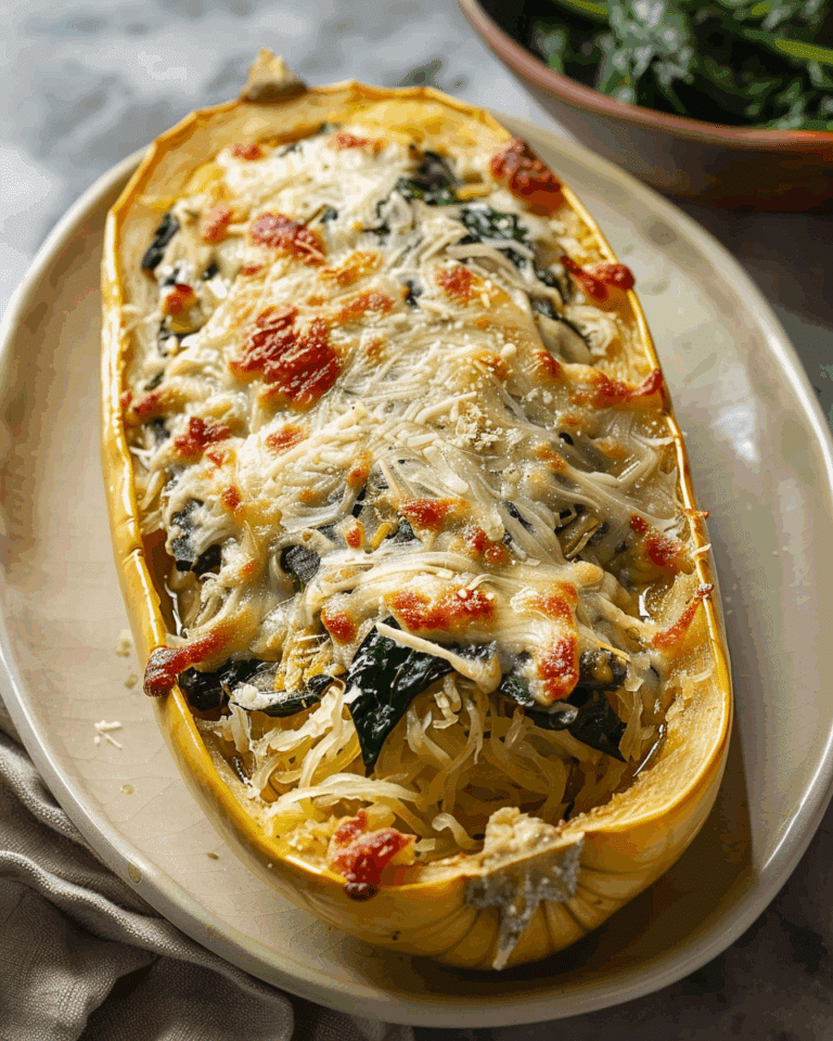 Spinach and Artichoke Stuffed Spaghetti Squash
