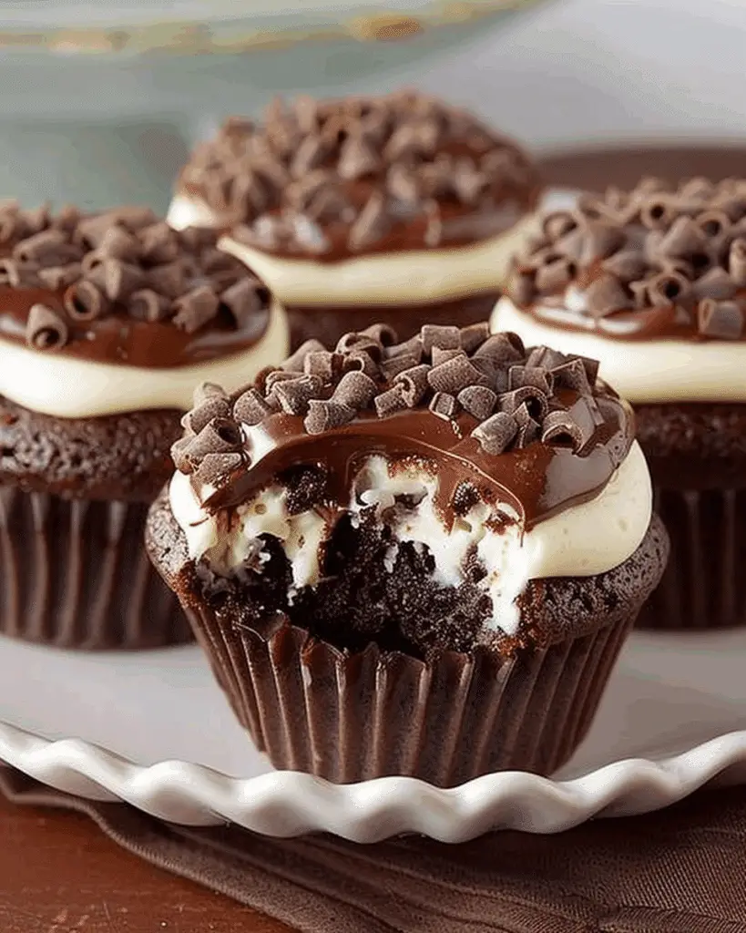 Cheesecake Stuffed Chocolate Cupcakes