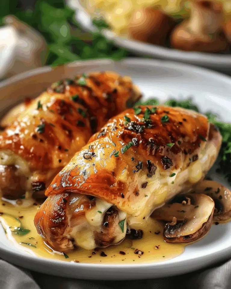Cheesy Garlic Butter Mushroom Stuffed Chicken