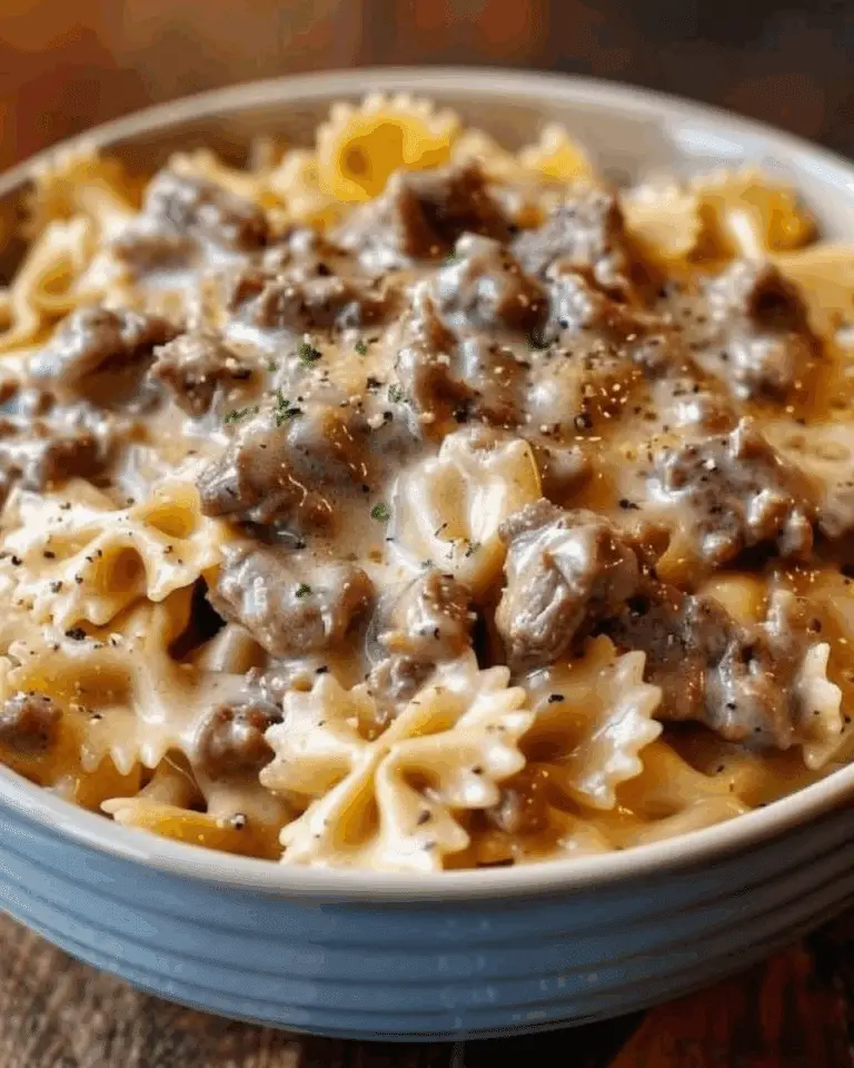 Creamy Beef and Bowtie Pasta