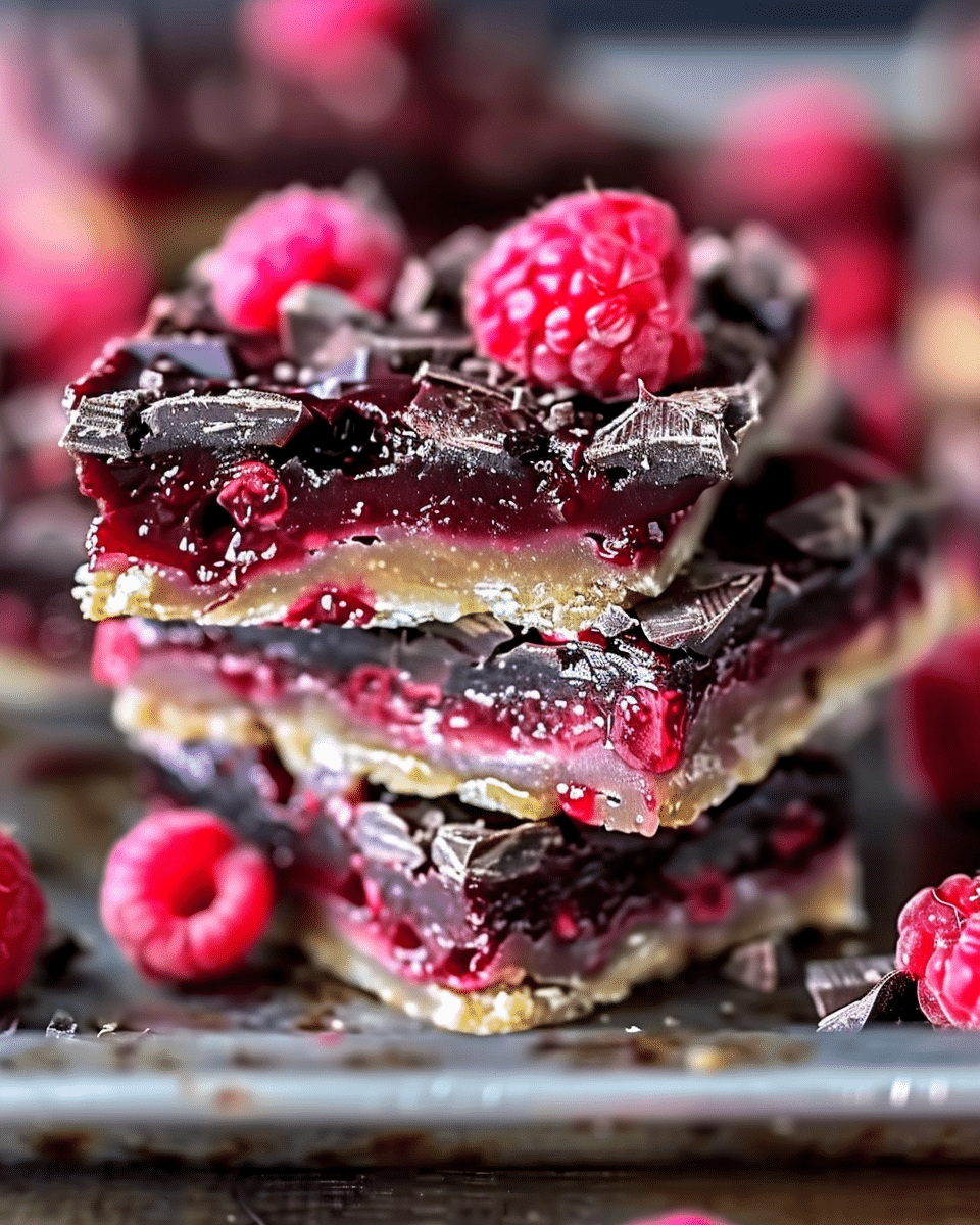 Dark Chocolate Raspberry Pie Bars
