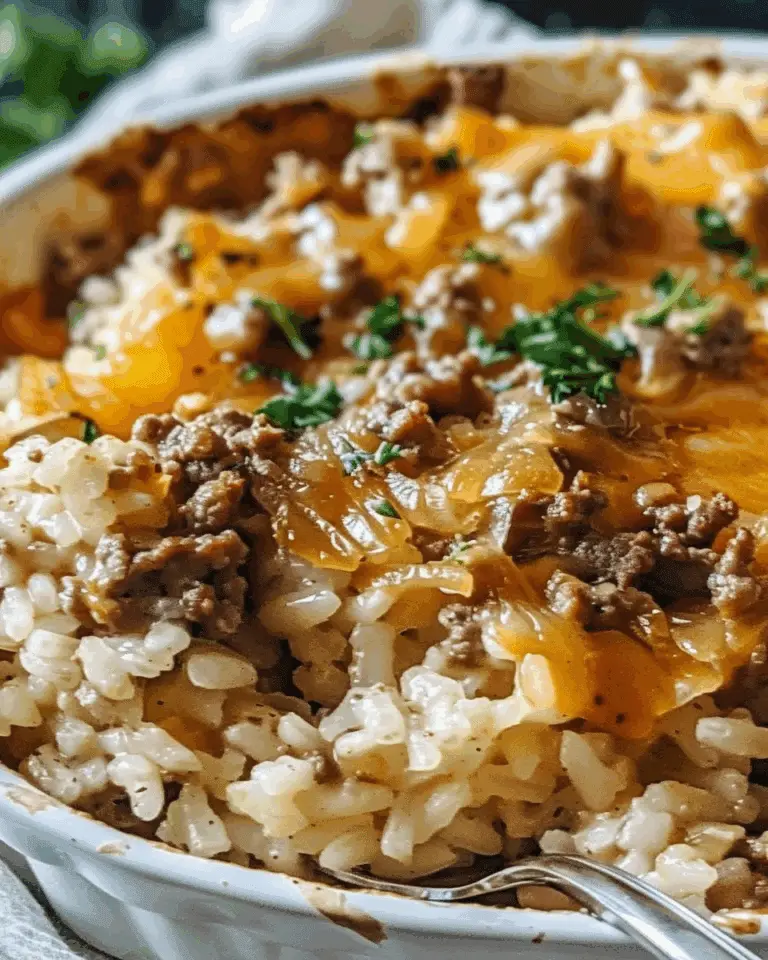 French Onion Ground Beef and Rice Casserole