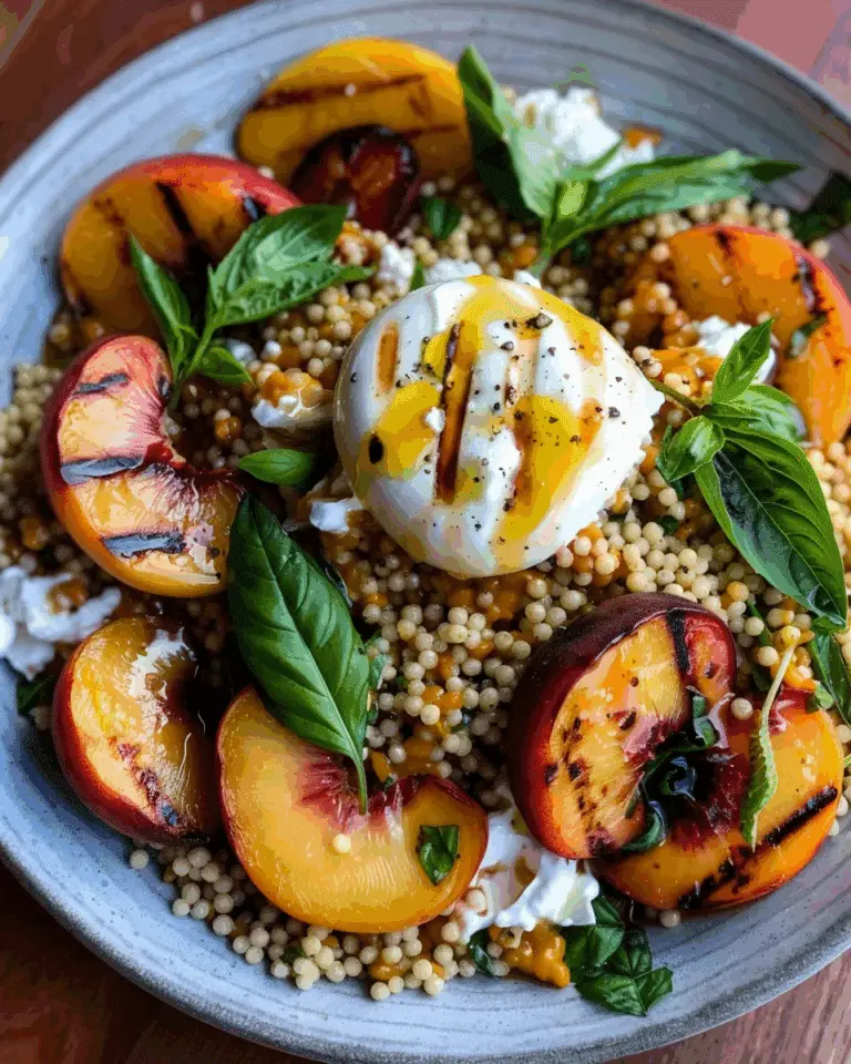 Grilled Peach & Burrata Couscous Salad