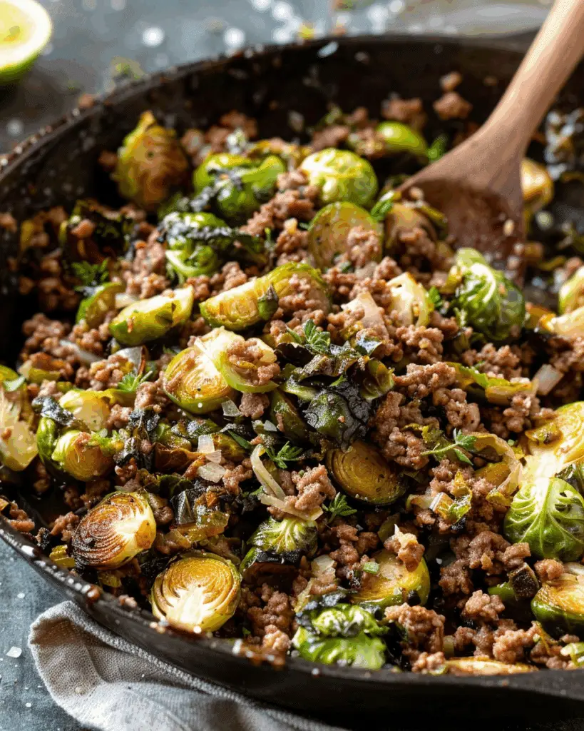 Ground Beef and Brussels Sprouts