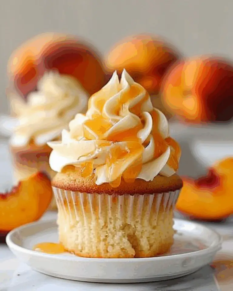 Summer Honey Peach Cream Cheese Cupcakes