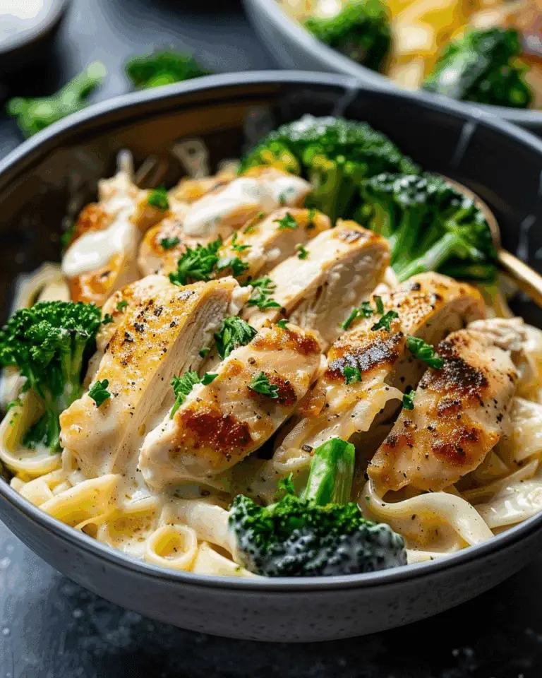 Insanely Epic Garlic-Parmesan Chicken Alfredo & Broccoli Bowl