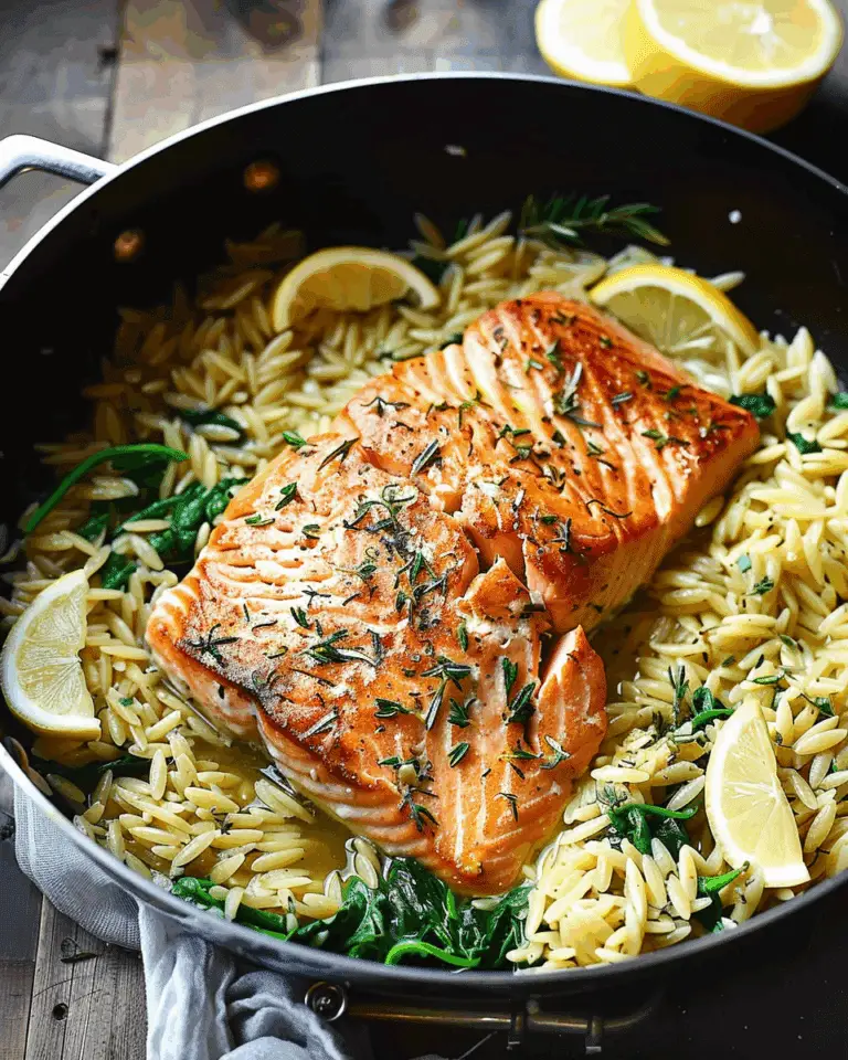 One Skillet Salmon with Lemon Orzo