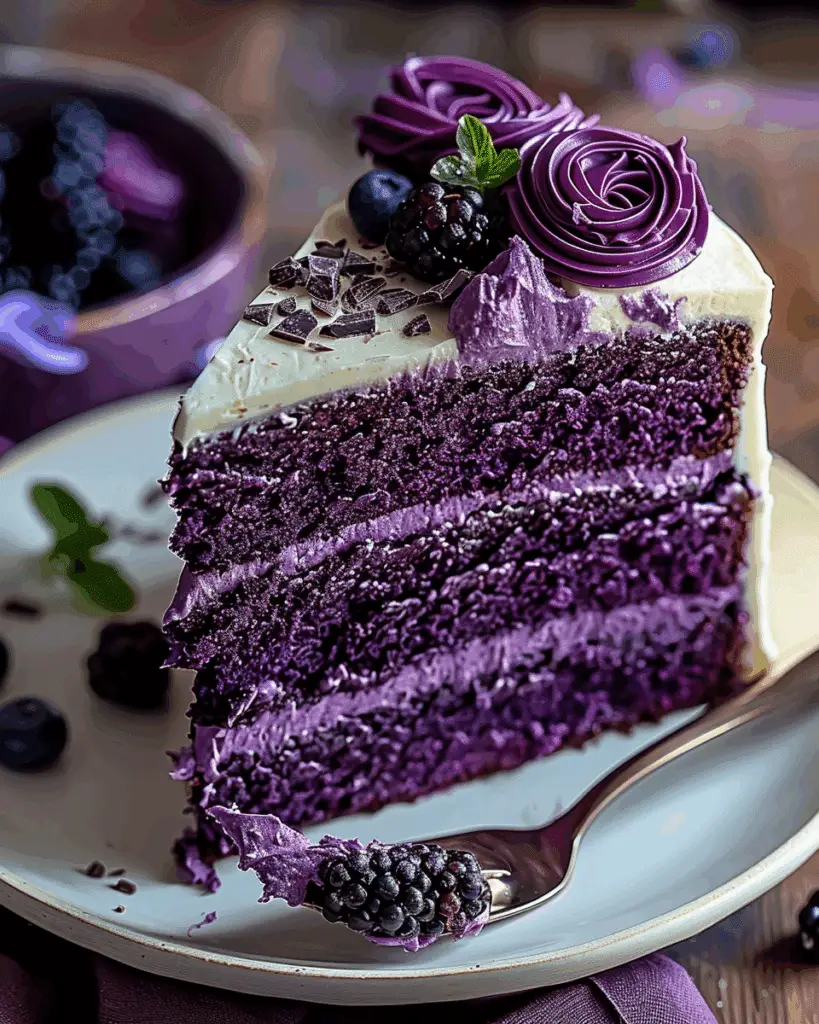 Purple Velvet Cake with White Chocolate Cream Cheese Frosting
