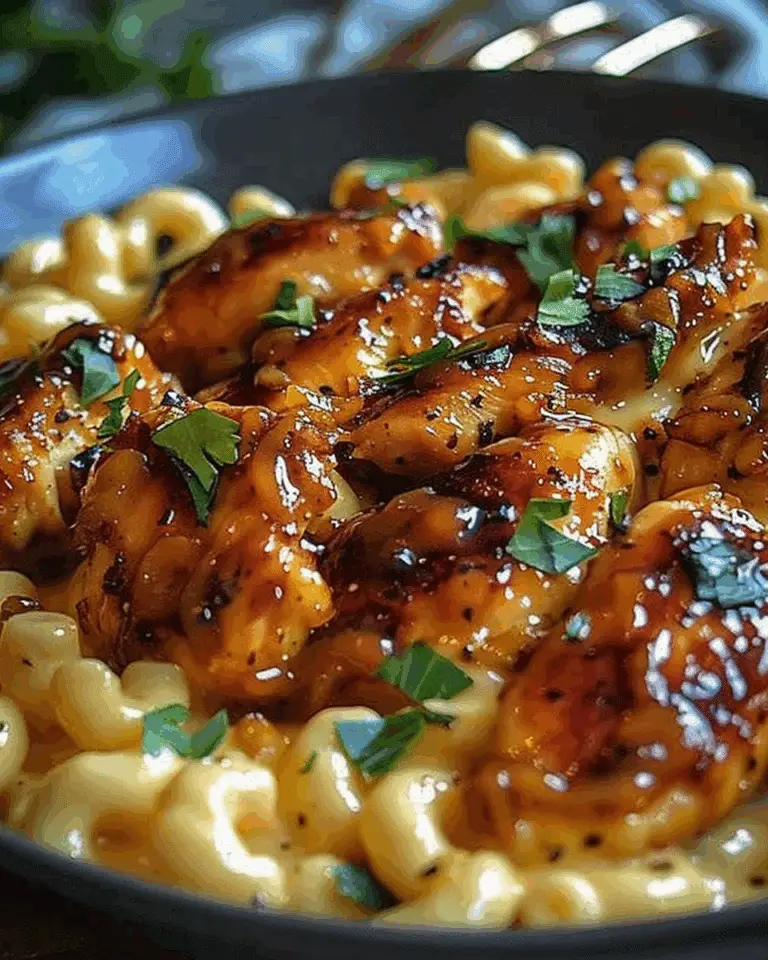 Sweet & Spicy Honey Pepper Chicken with Creamy Mac & Cheese
