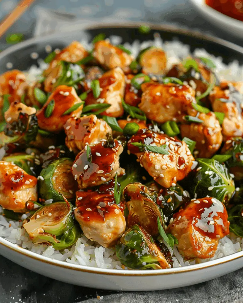 Air Fryer Sweet Chili Chicken and Brussels Sprouts