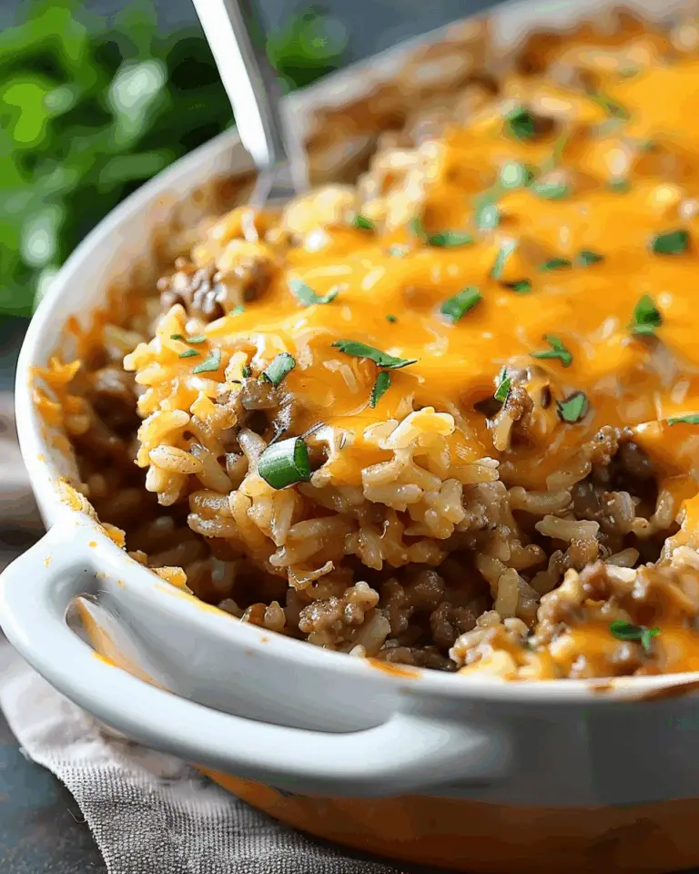 Cheesy Ground Beef and Rice Casserole