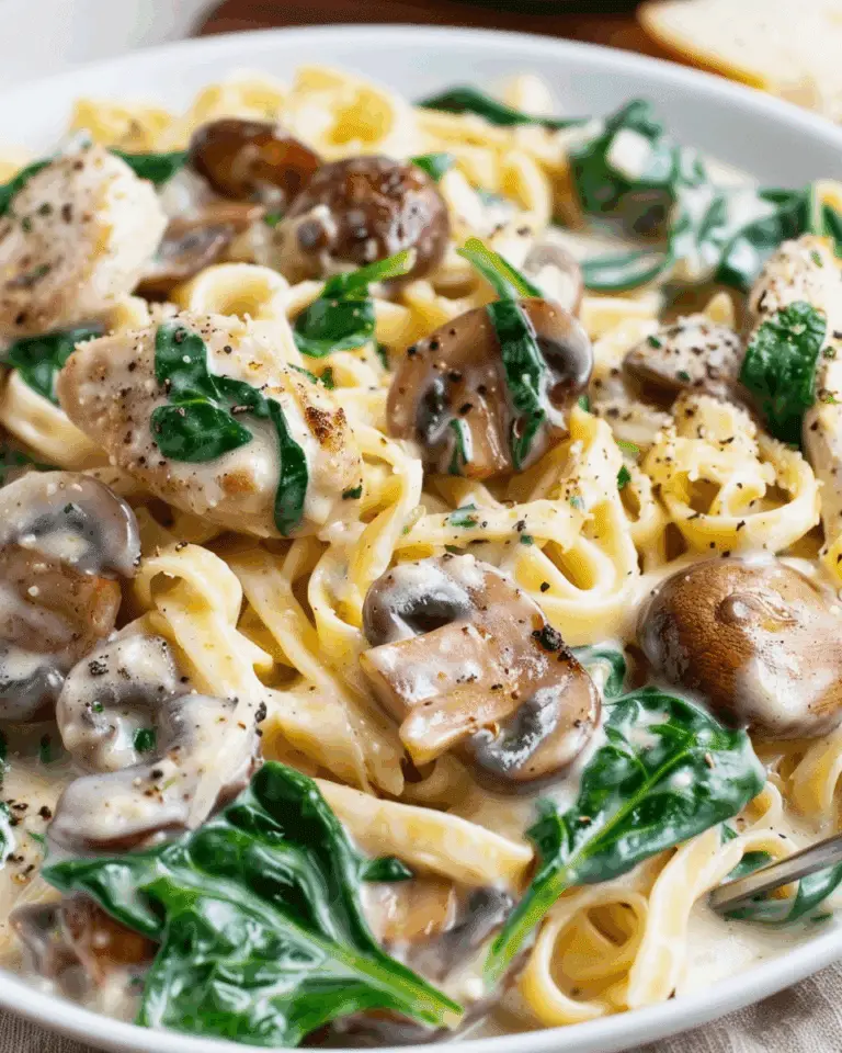 Chicken Alfredo with Spinach and Mushrooms