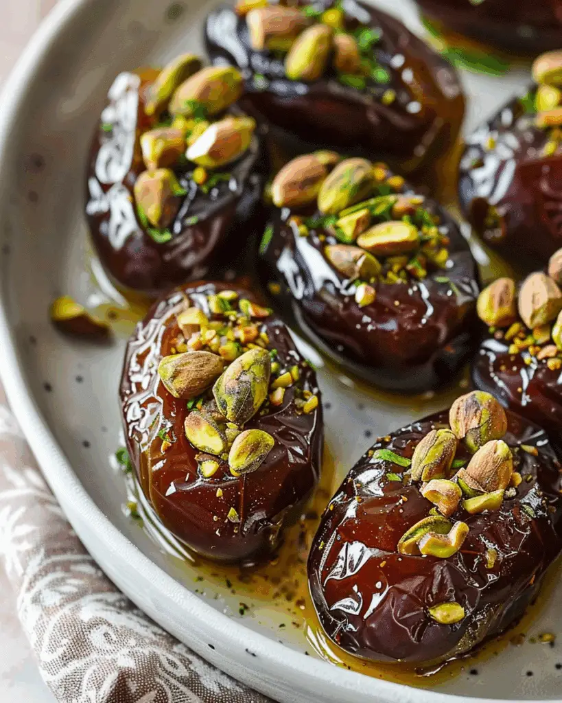 Delicious Roasted Boursin Stuffed Dates with Pistachios