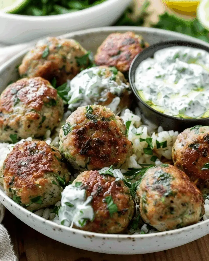 Greek Turkey Meatballs with Tzatziki Sauce