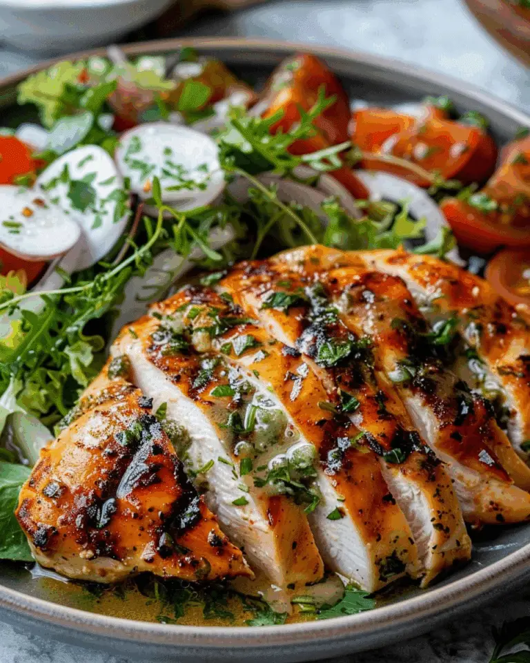 Grilled Chicken Breast with Salad & Creamy Herb Sauce