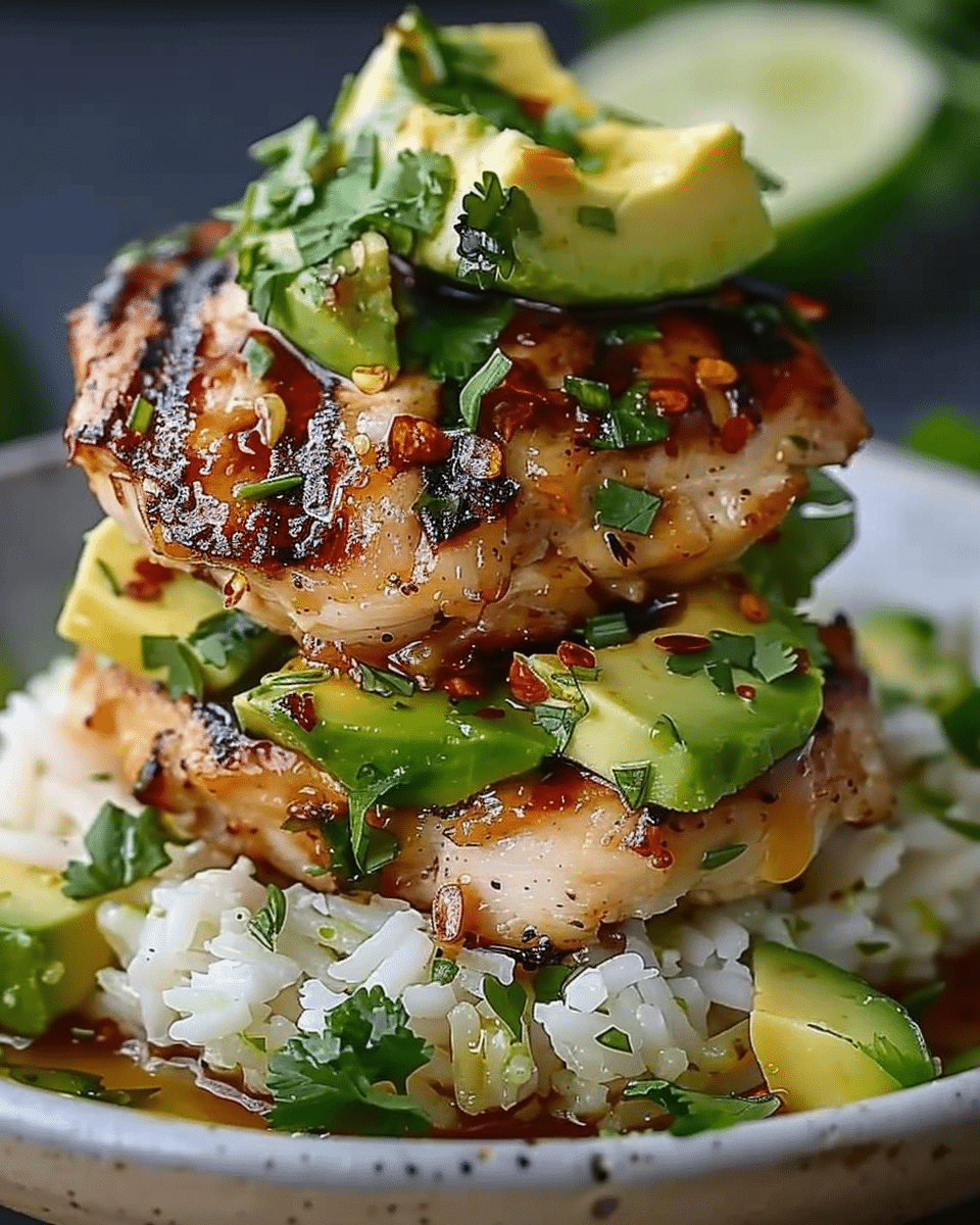 Meat Avocado Rice Honey Lime Chicken & Avocado Rice Stack - Cooking With Blog