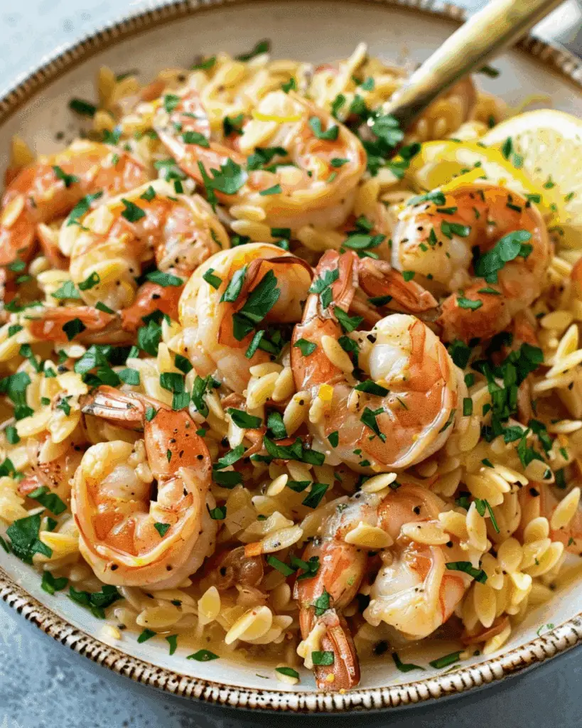 Irresistible Shrimp Orzo in Lemon Garlic Sauce
