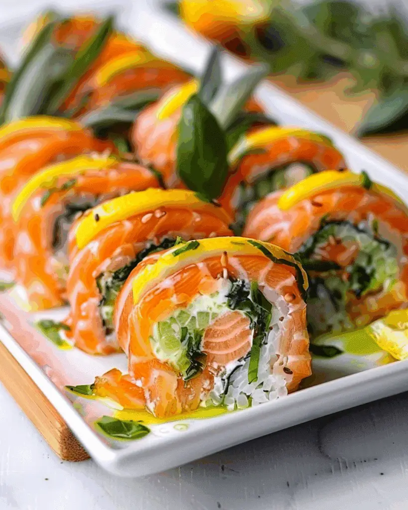 Lemon Basil Salmon Rolls
