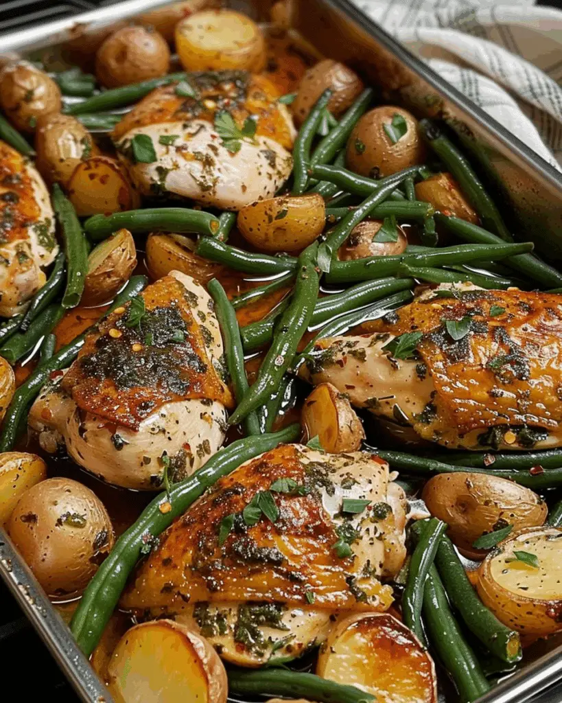 One-Pan Garlic Herb Chicken with Potatoes & Green Beans