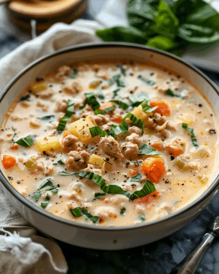 One Pot Creamy Italian Ground Chicken Soup