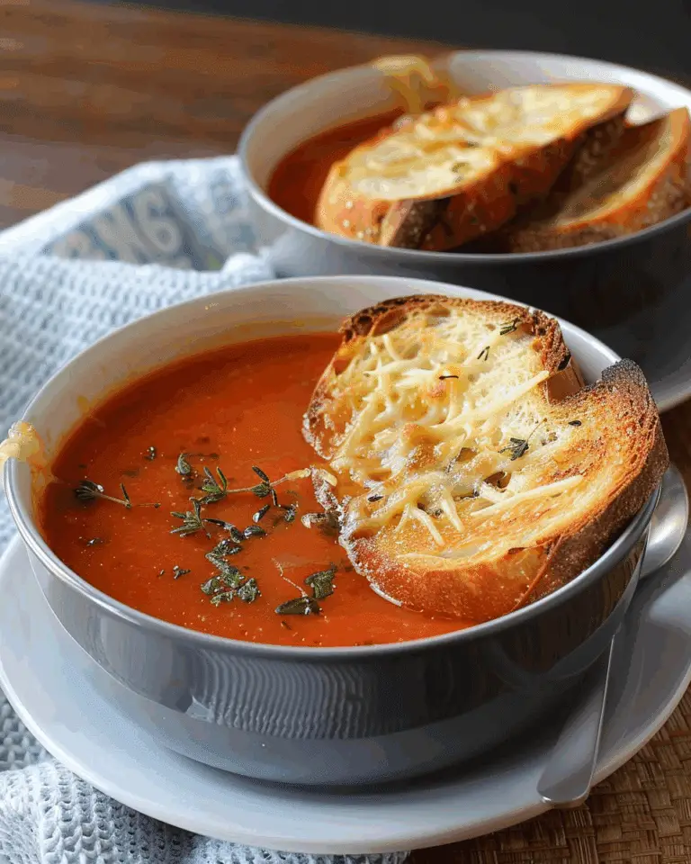 Tomato Soup with Cheese and Onion Toast