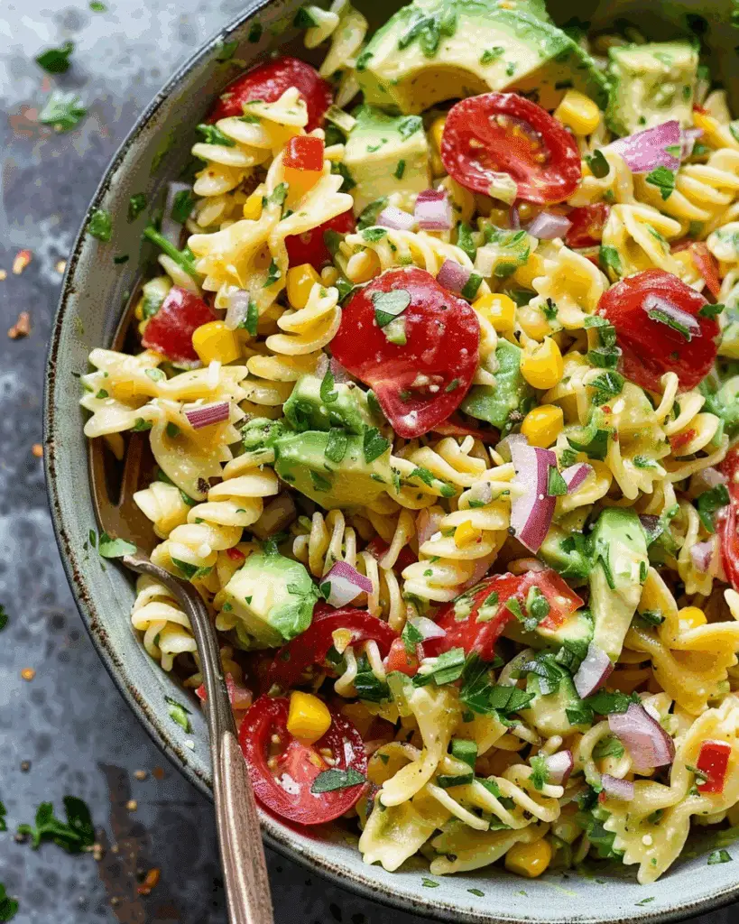 Avocado Corn Pasta Salad