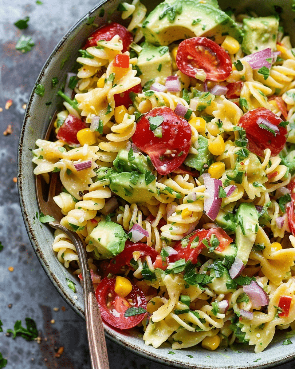 Avocado Corn Pasta Salad