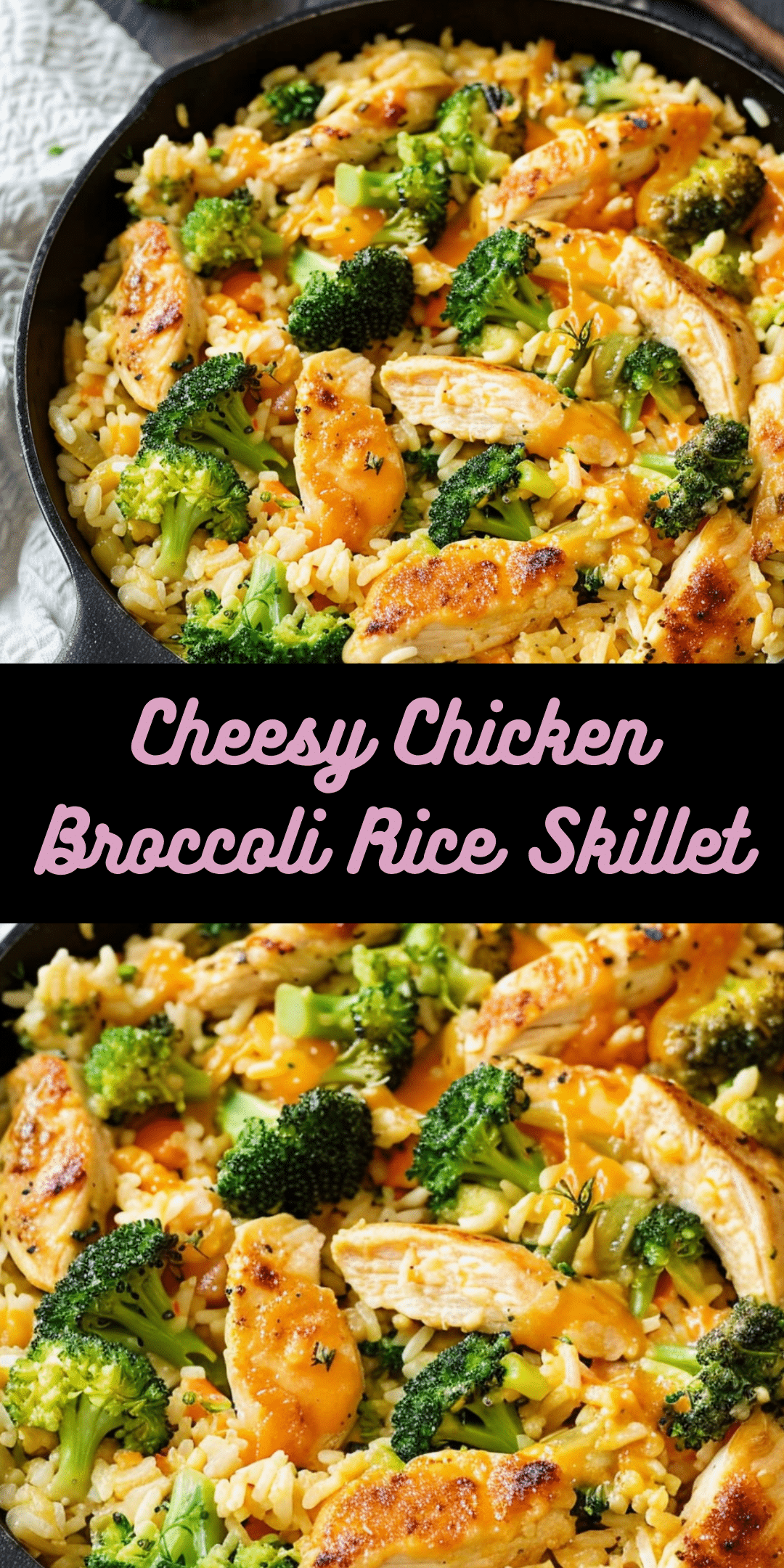 Cheesy Chicken Broccoli Rice Skillet - Cooking With Blog