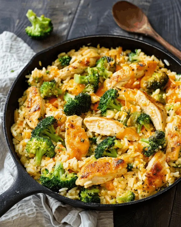 Cheesy Chicken Broccoli Rice Skillet
