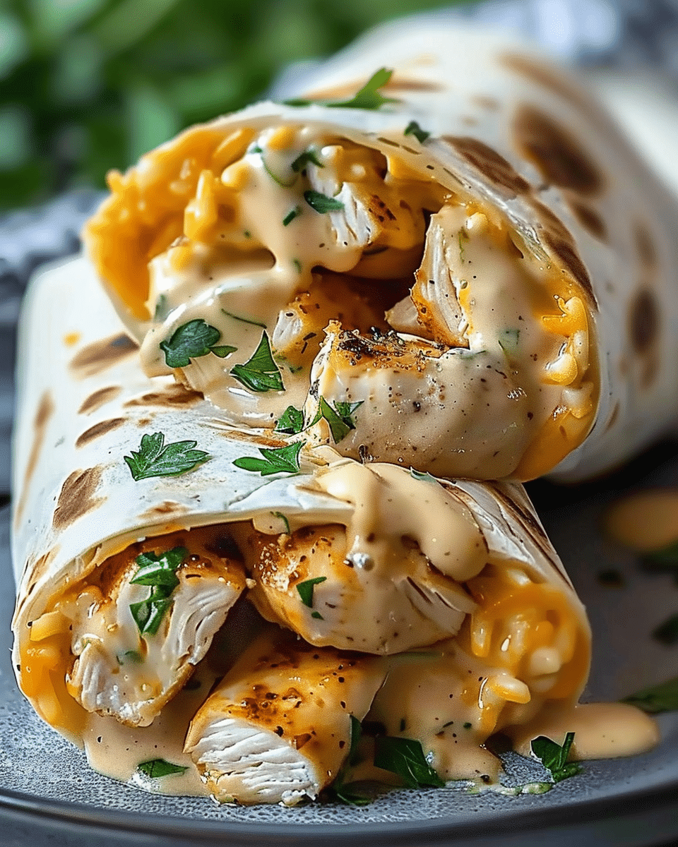 Cheesy Garlic Chicken Wraps