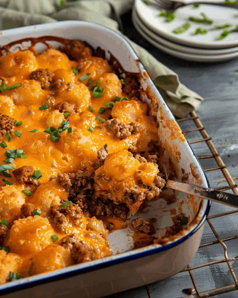 Cheesy Ground Beef Tater Tot Casserole