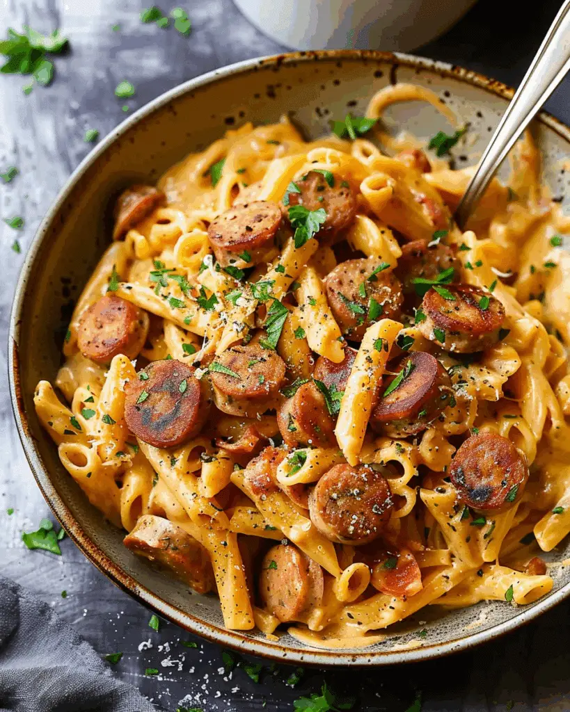 One Pot Creamy Cajun Sausage Pasta
