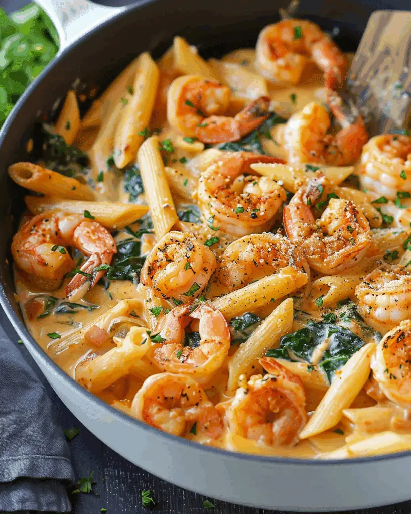 Creamy Cajun Shrimp and Spinach Penne