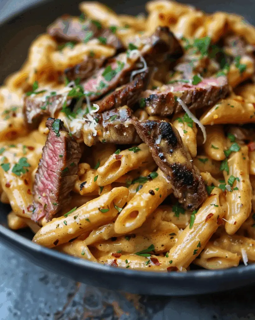Creamy Cajun Steak Penne with Garlic & Parmesan