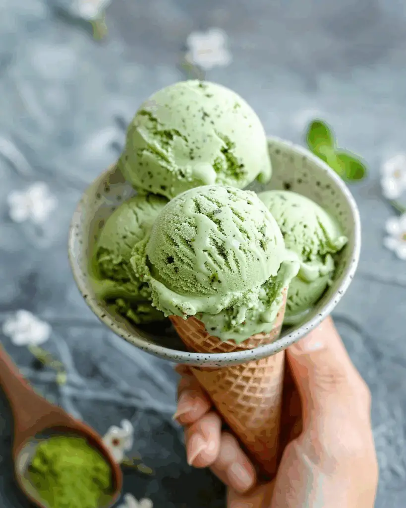 Creamy Matcha Ice Cream (No-Churn Option!)