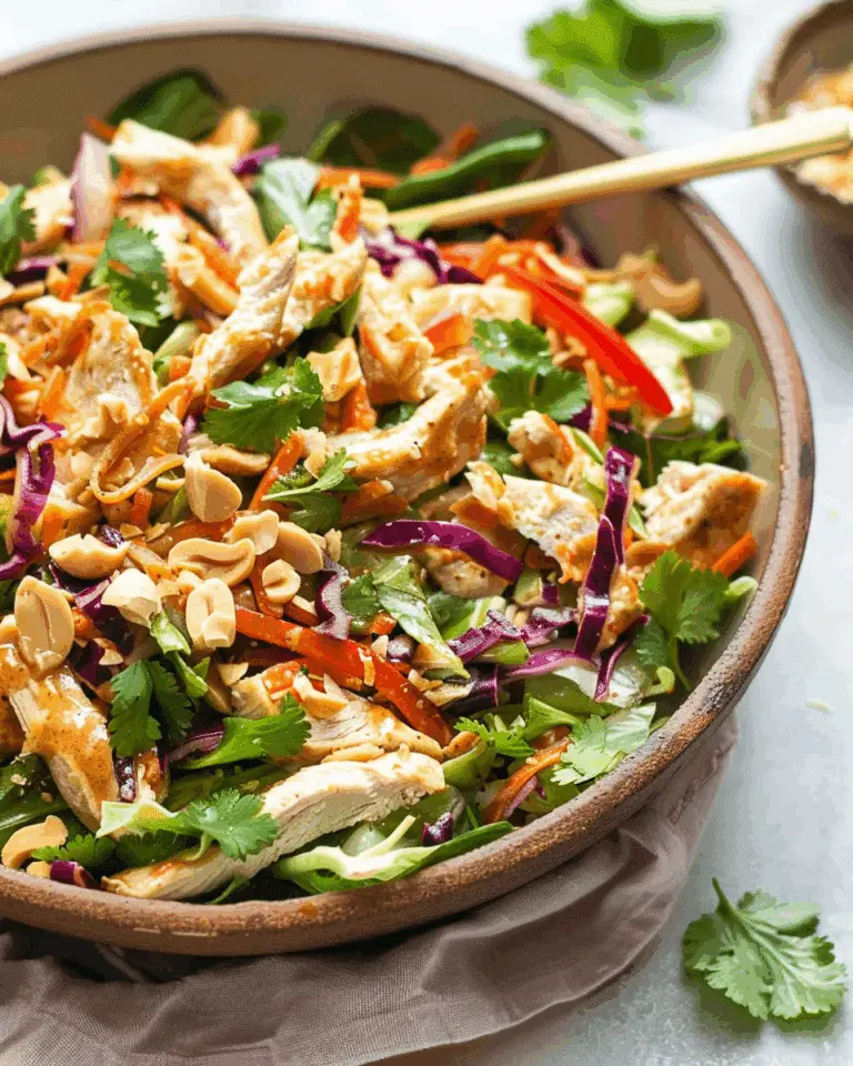 Irresistible Crunchy Thai Chicken Salad with Peanut Dressing