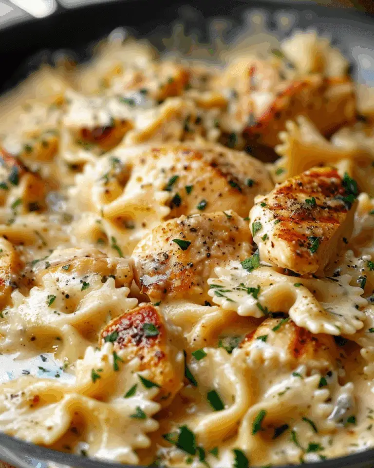 One Pan Creamy Garlic Chicken & Cheesy Bowtie Pasta