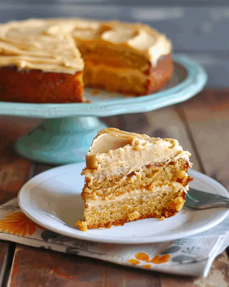 Peach Cake with Brown Sugar Frosting