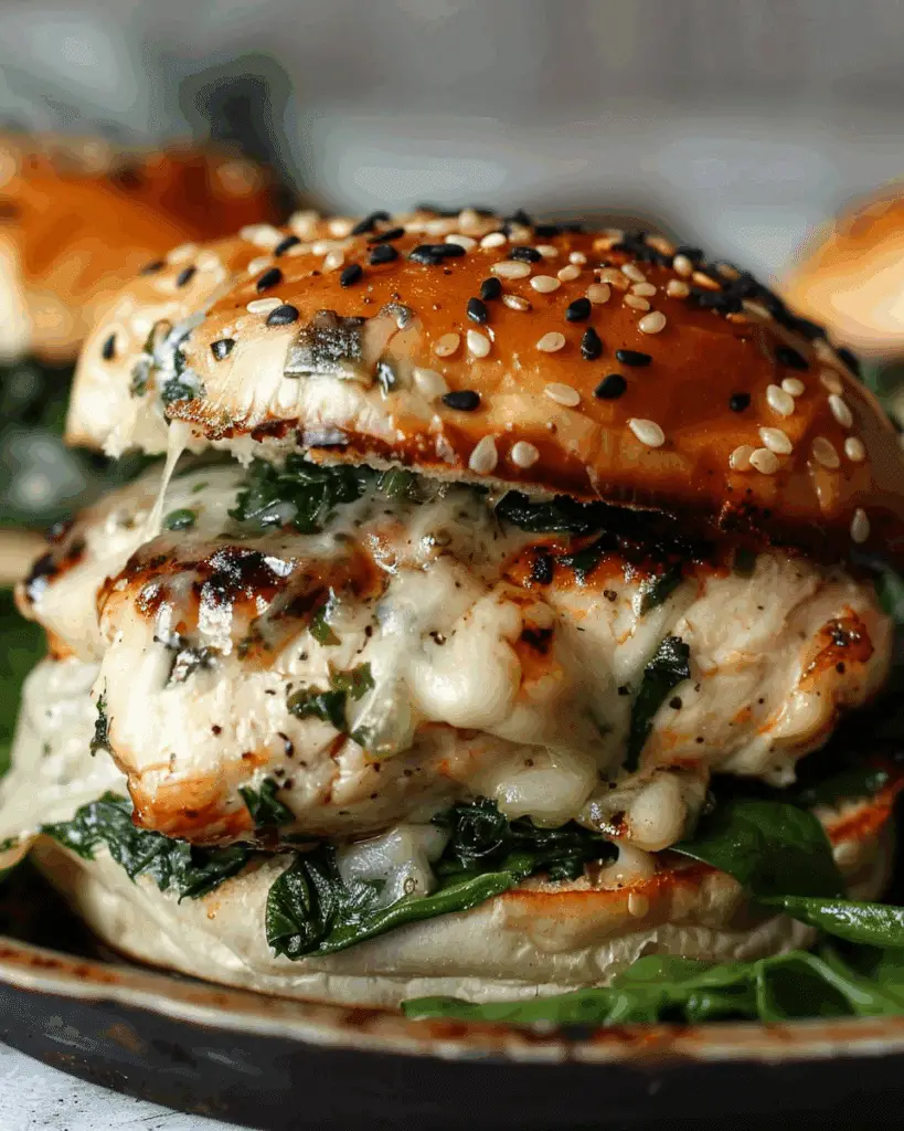 White Cheddar and Spinach Chicken Burgers