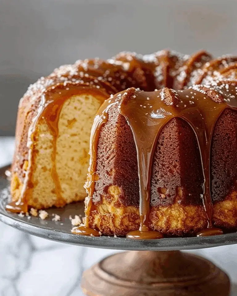 Buttermilk Sour Cream Pound Cake with Southern Caramel Icing